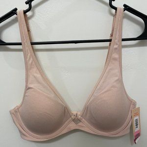 ThirdLove 24/7 Pima Cotton Plunge Bra - 34 B1/2 - rose-dust